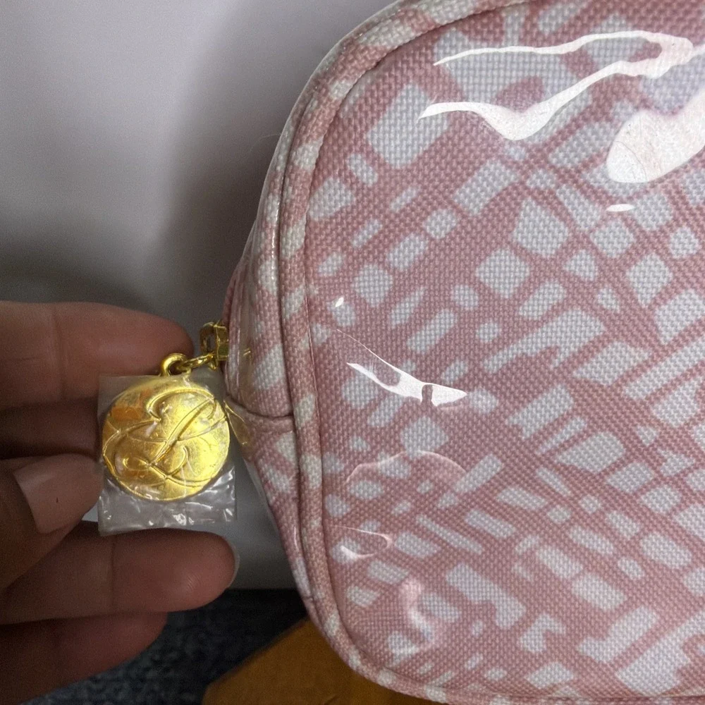 Estee Lauder Pink Cosmetic Travel Bag with Gold‎ Logo Charm